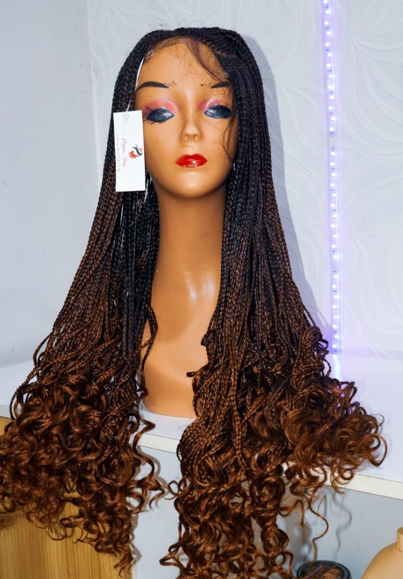 Human Hair Blend Braided Wig